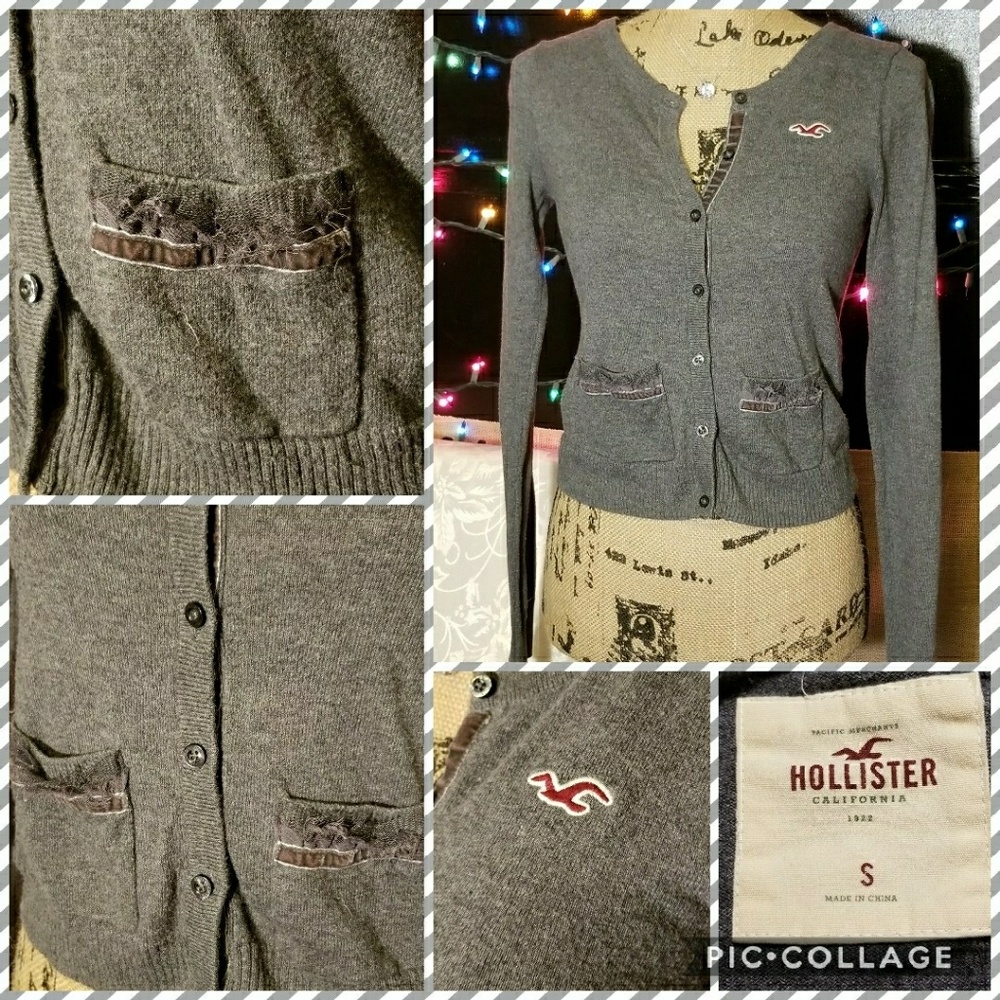 Long sleeve grey Hollister Cardigan